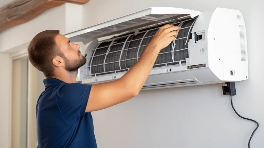 a man testing a multi-split air conditioner
