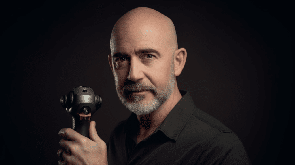 a bald man testing out a skull shaver