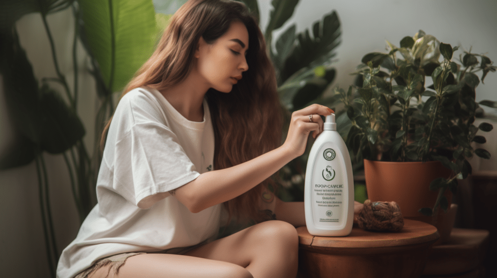 a lady testing a smelling laundry detergent