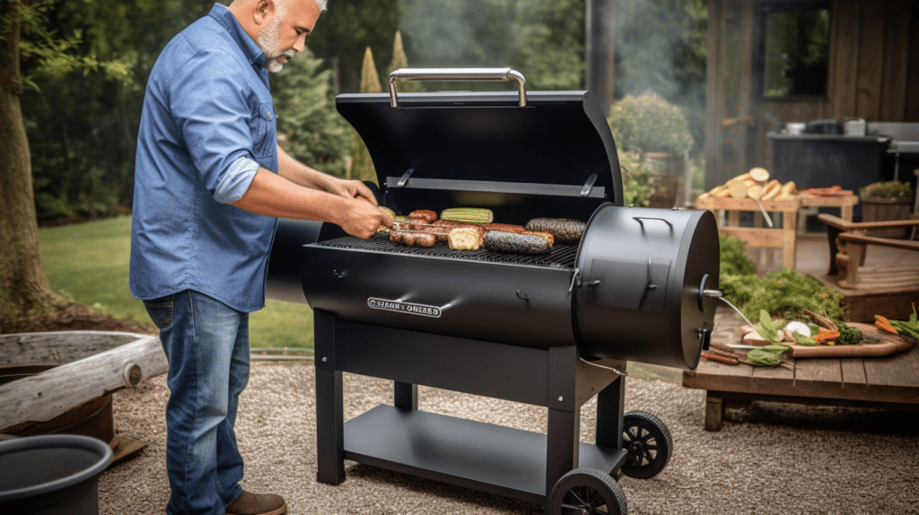 a man testing a pellet smoker
