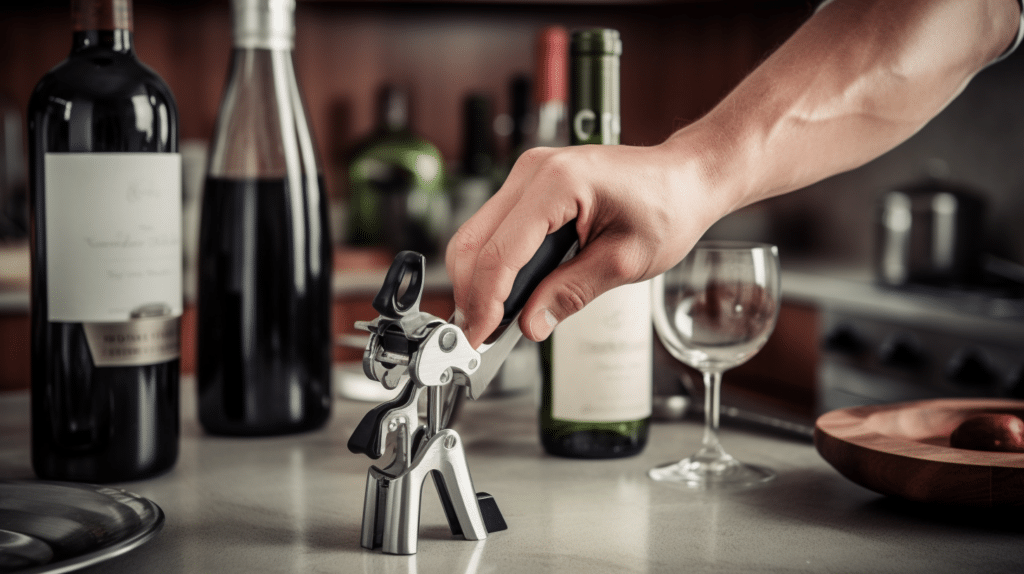a man testing out a corkscrew