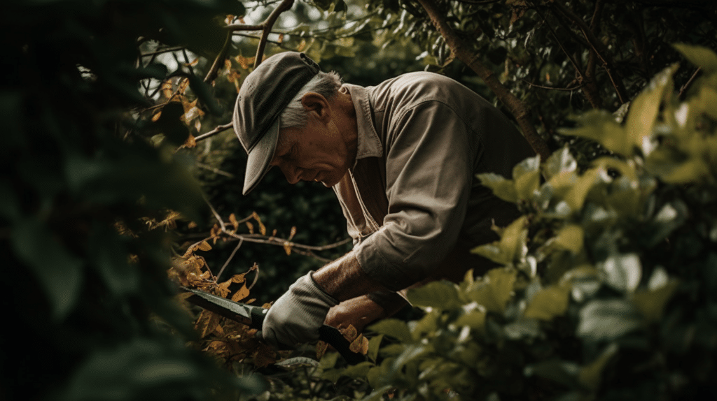 a man testing out a folding saw