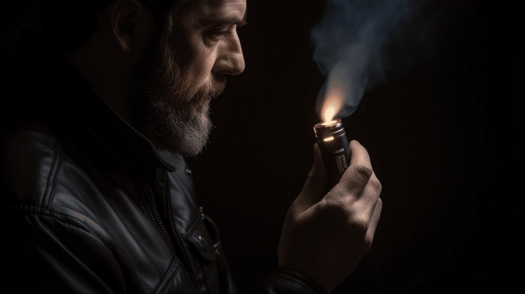 a man testing out a lighter