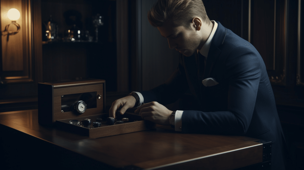a man testing out a watch winder