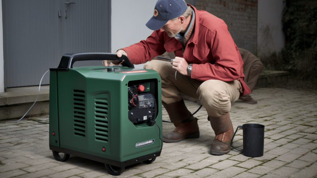 a man testing out an inverter generator