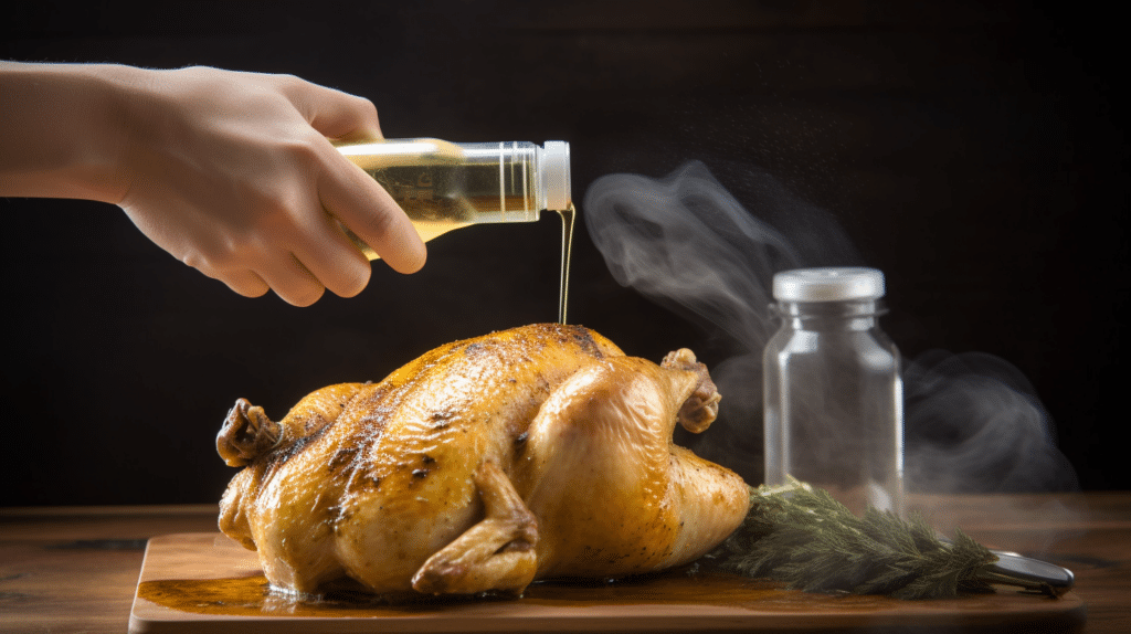 a woman testing an oil sprayer for an air fryer