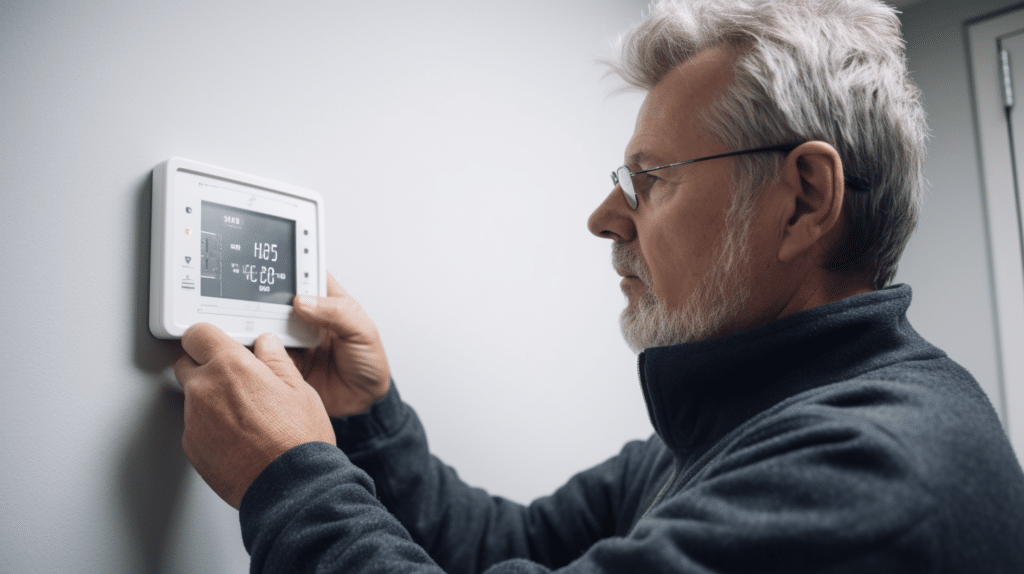 a man testing a home weather station